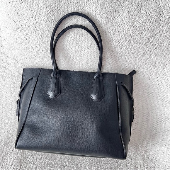 Longchamp Penelope Leather Tote Bag Purse Black Large Overnighter made in France - Picture 3 of 16